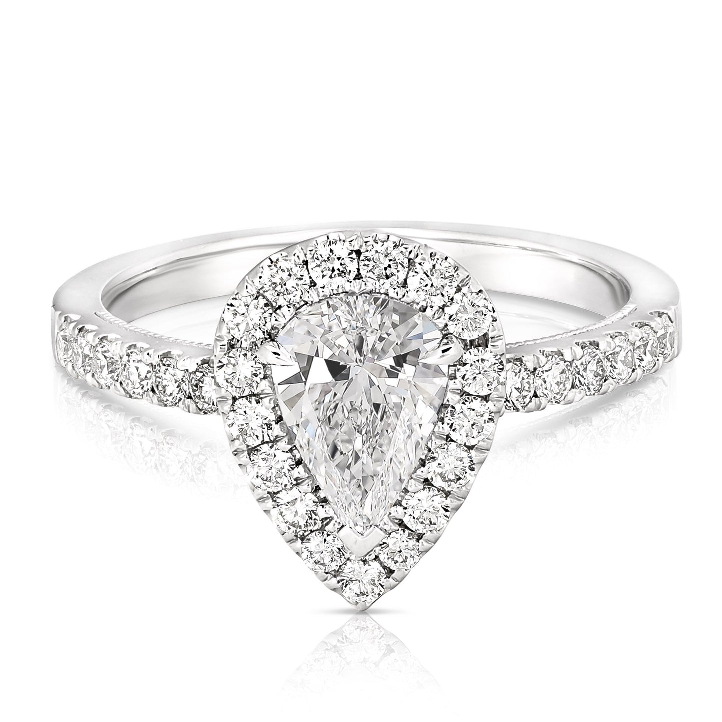 1 1/4 Ct Total Weight Pear Shape Diamond Engagement Ring
