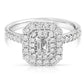 1 Ct Total Weight Double Halo Emerald Cut Engagement Ring